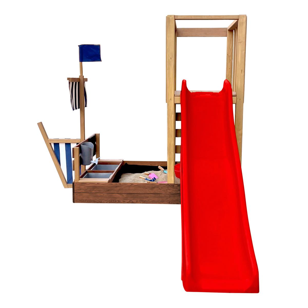 Spielturm Vicky mit Rutsche Rot - Rot/Braun, Basics, Holz/Kunststoff (180,5/87/150cm) - Ambia Garden