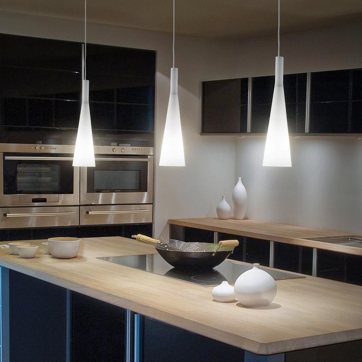 Hängeleuchte Milk Weiß D: 14 Cm - Weiß, Design, Glas (14/78-253cm) - Ideal Lux