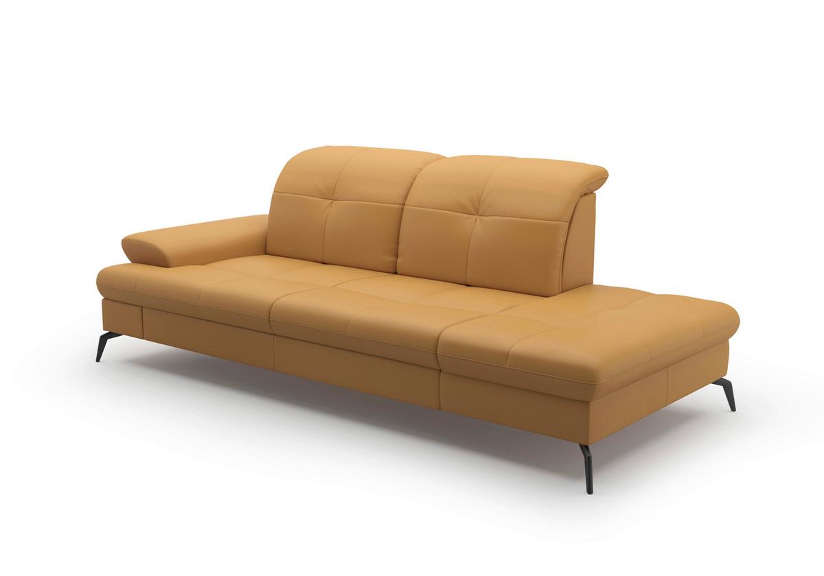 Récamiere Amica E, Currygelb B: 231 Cm - Currygelb/Schwarz, KONVENTIONELL, Leder/Textil (231/90/122cm) - Sit & More