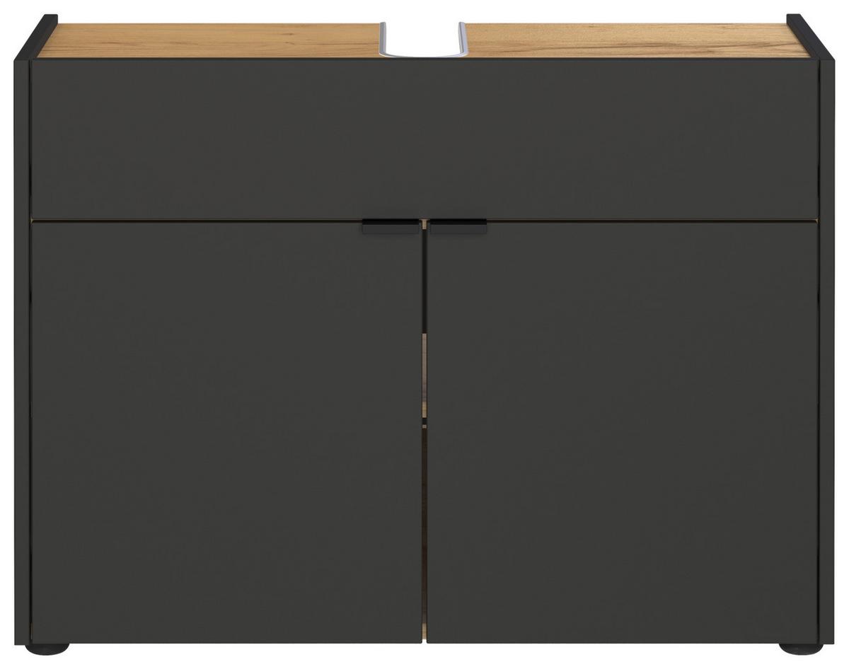 Badezimmer Forano B: 80 cm Graphitfarben Eichefarben - Eichefarben/Schwarz, MODERN, Holzwerkstoff (80/60/34cm) - Germania
