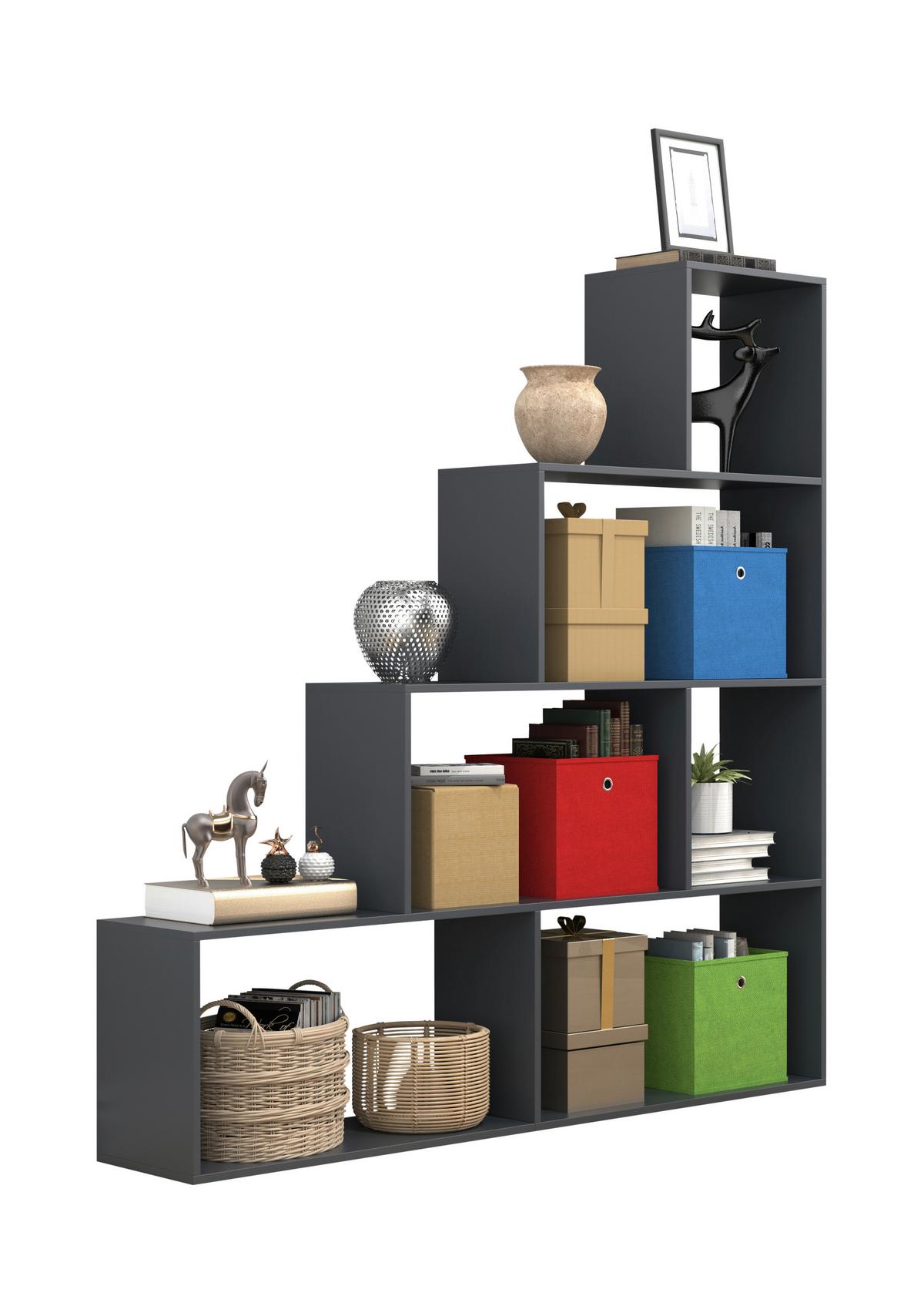 Regal Dubila Anthrazit B: 155 cm - Anthrazit, Basics, Holzwerkstoff (155/163/29cm) - MID.YOU