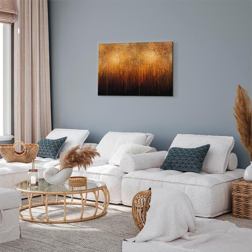 Leinwandbild Golden Expansion Schwarz Goldfarben B: 90 cm - Goldfarben/Schwarz, Basics, Holz/Textil (90/60/1,2cm) - artgeist