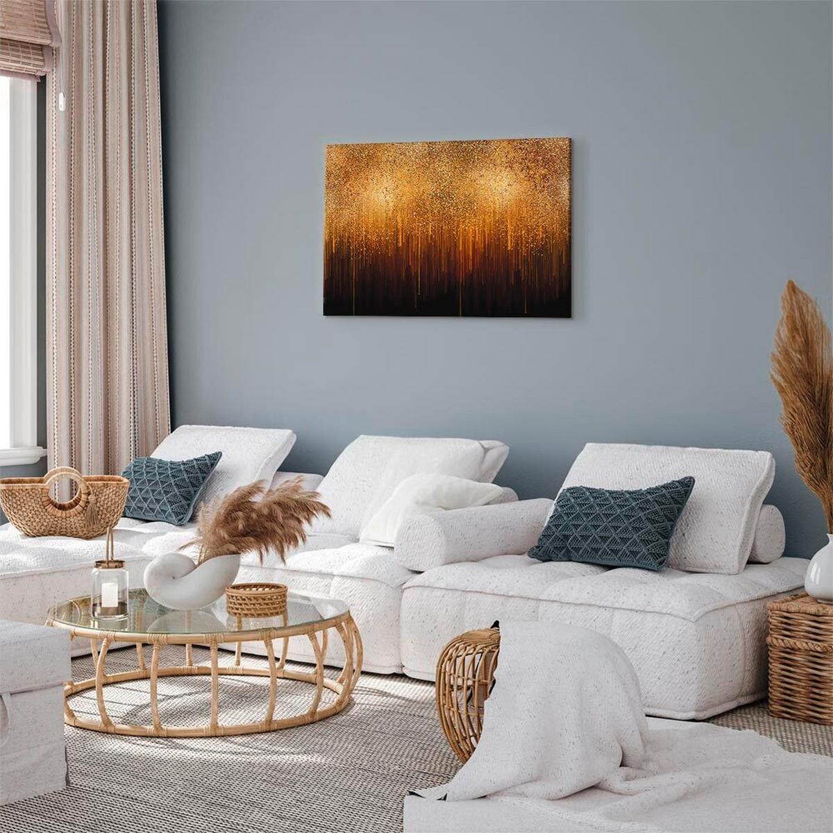 Obraz na plátne GOLDEN EXPANSION - čierna/zlatá, Basics, drevo/textil (90/60/1,2cm) - artgeist