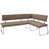 Eckbank Cappuccino Lederlook Arco 200x150 cm - Edelstahlfarben/Cappuccino, Design, Textil/Metall (200/150cm) - Livetastic