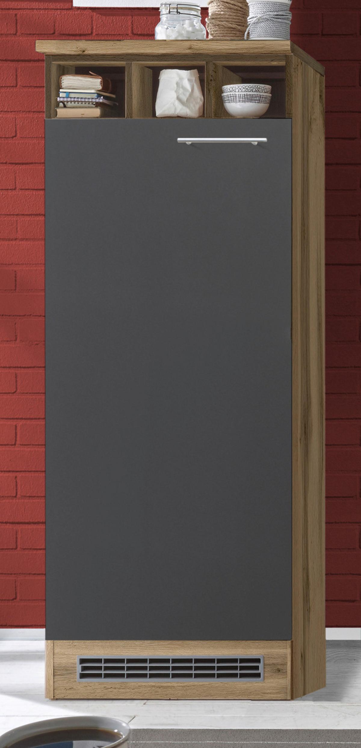 Küchenzeile ohne Geräte B: 310 cm Grau/Wildeiche Dekor - Wildeiche/Grau, Basics, Holzwerkstoff (310cm) - Respekta