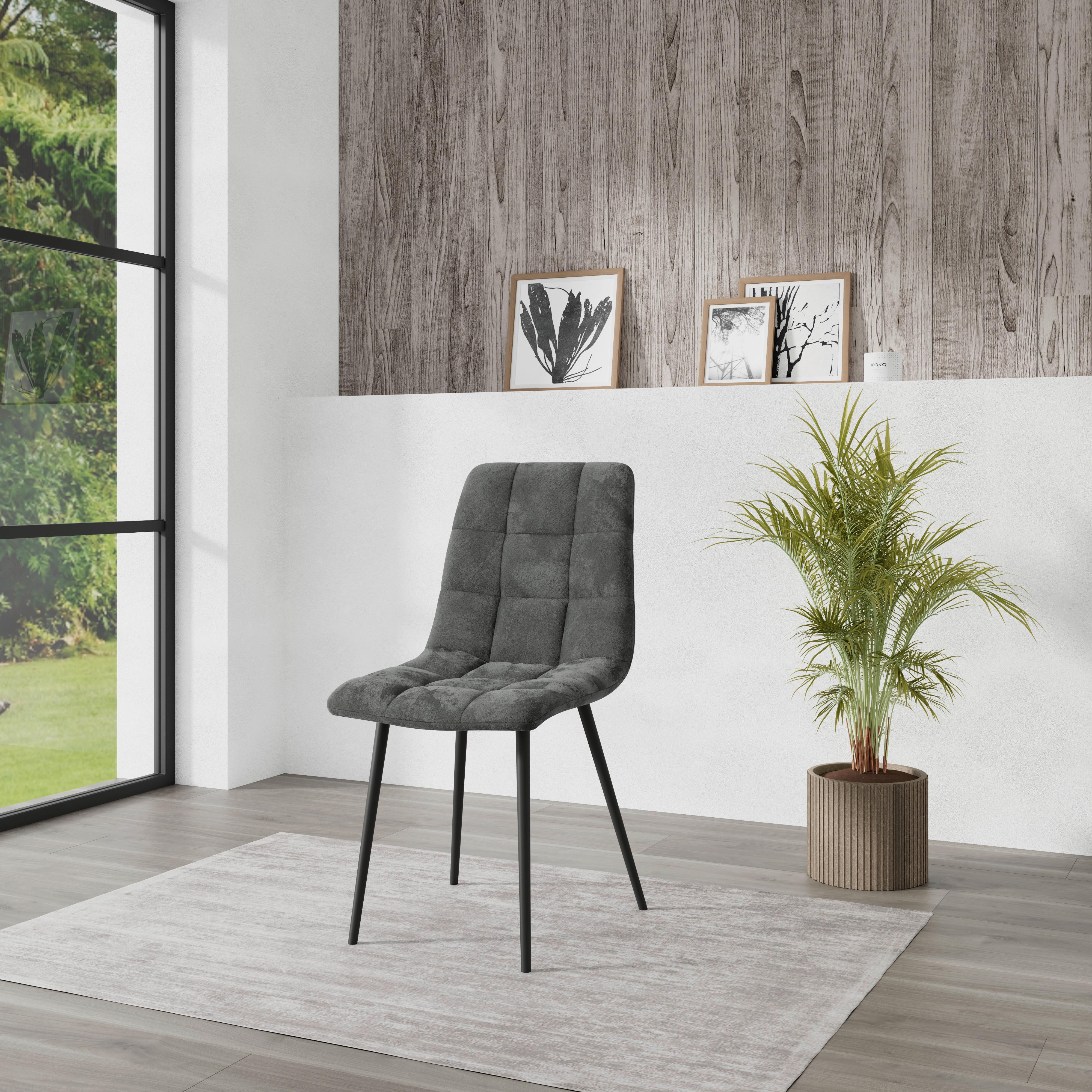 ŠTVORNOHÁ STOLIČKA LECH - čierna/sivá, Konventionell, kov/drevo (45/88/55cm)