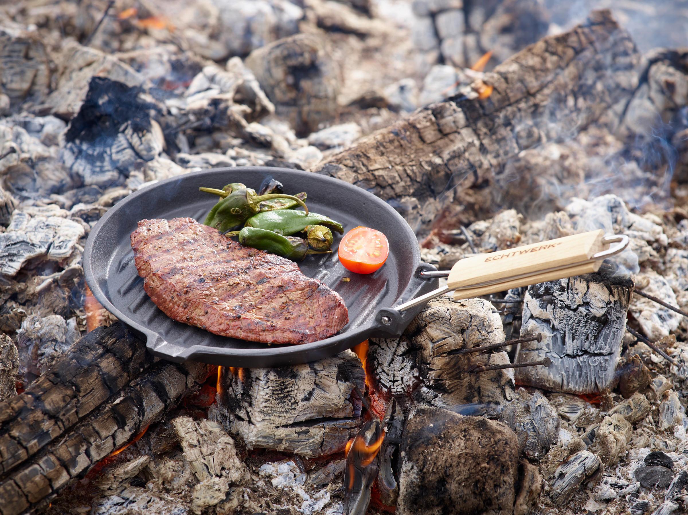 Grillzubehör Echtwerk Grillpfanne-Gusseisen - Schwarz, Trend, Metall (23cm) - Echtwerk