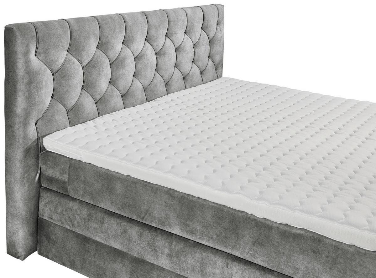 Boxspringbett mit Topper 180x200 cm Cashfield - Grau, MODERN, Holzwerkstoff/Textil (180/200cm) - MID.YOU