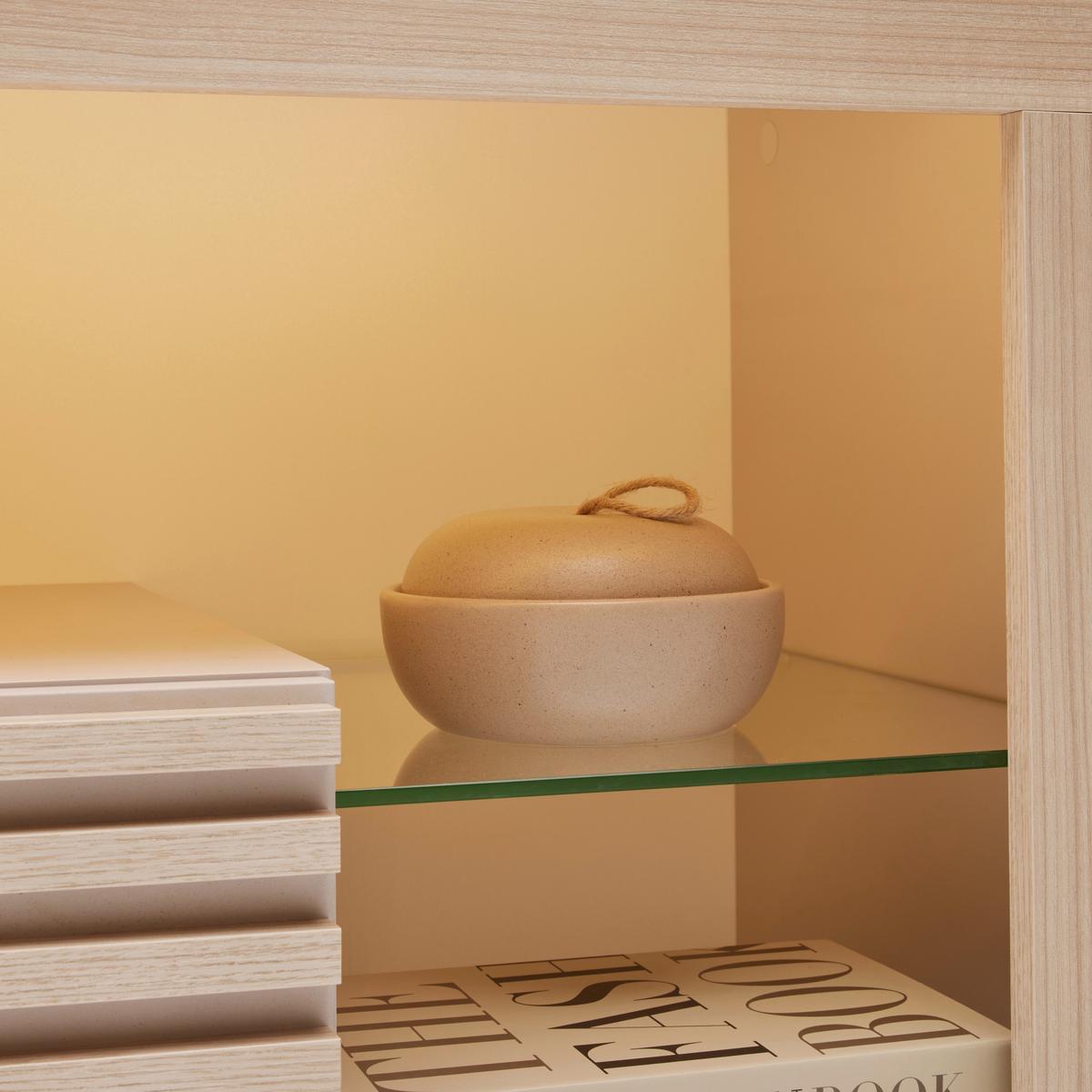 TV komoda GOAL dub Riva /Kašmír - barvy dubu/kašmírová, Moderní, kompozitní dřevo/sklo (179/67/44cm) - Based