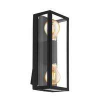 Außenwandleuchte Alamonte 60w Metall Glas, Wandmontage - Klar/Schwarz, KONVENTIONELL, Glas/Metall (15/38/10cm) - Eglo