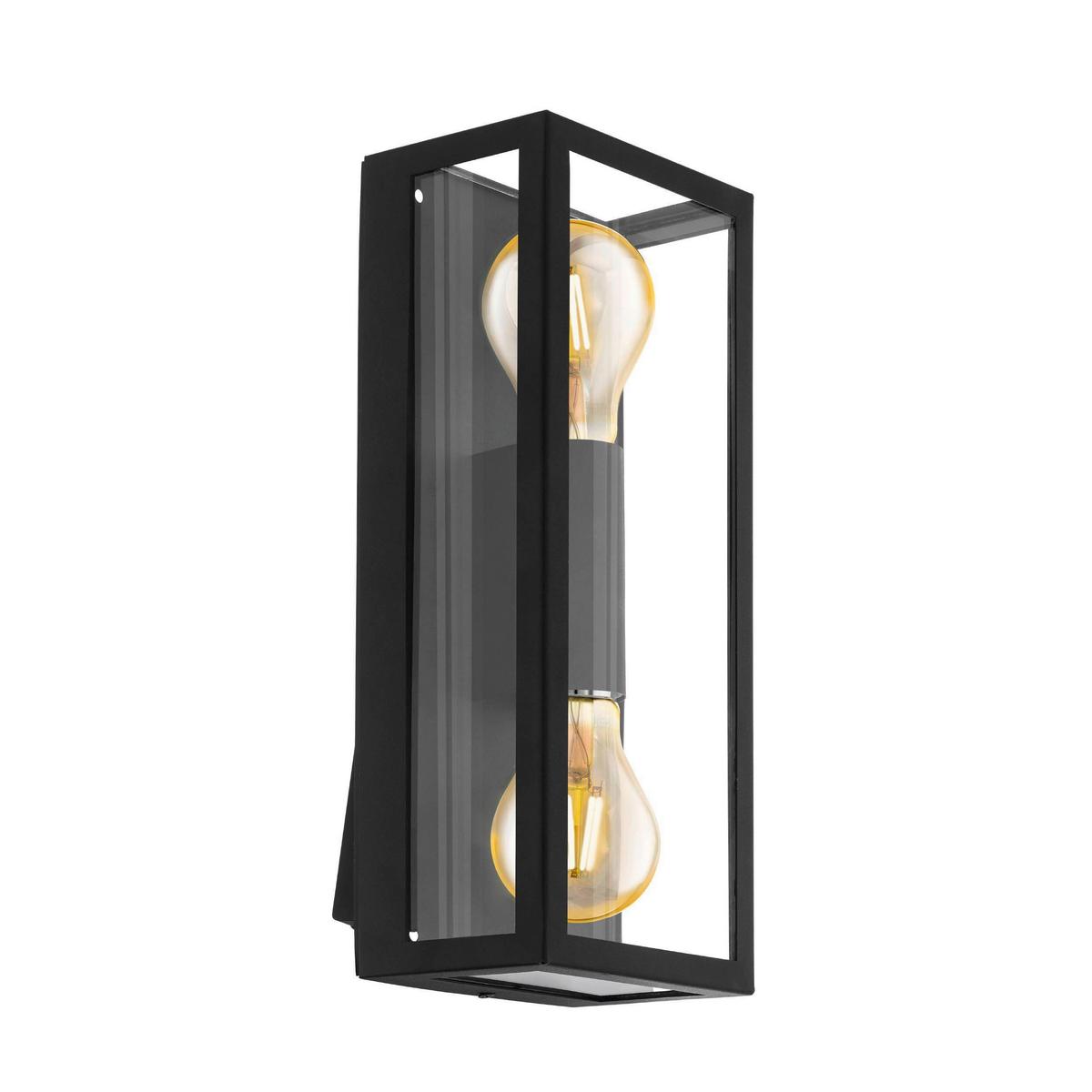Außenwandleuchte Alamonte 60w Metall Glas, Wandmontage - Klar/Schwarz, KONVENTIONELL, Glas/Metall (15/38/10cm) - Eglo