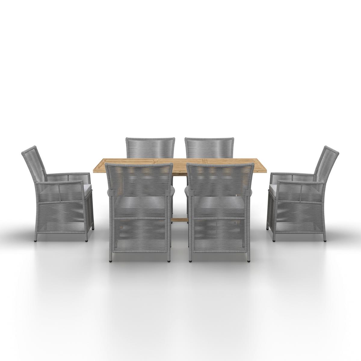 ZÁHRADNÁ SÚPRAVA SIMONE - farba akácie/svetlosivá, Modern, drevo/textil - Bessagi Garden