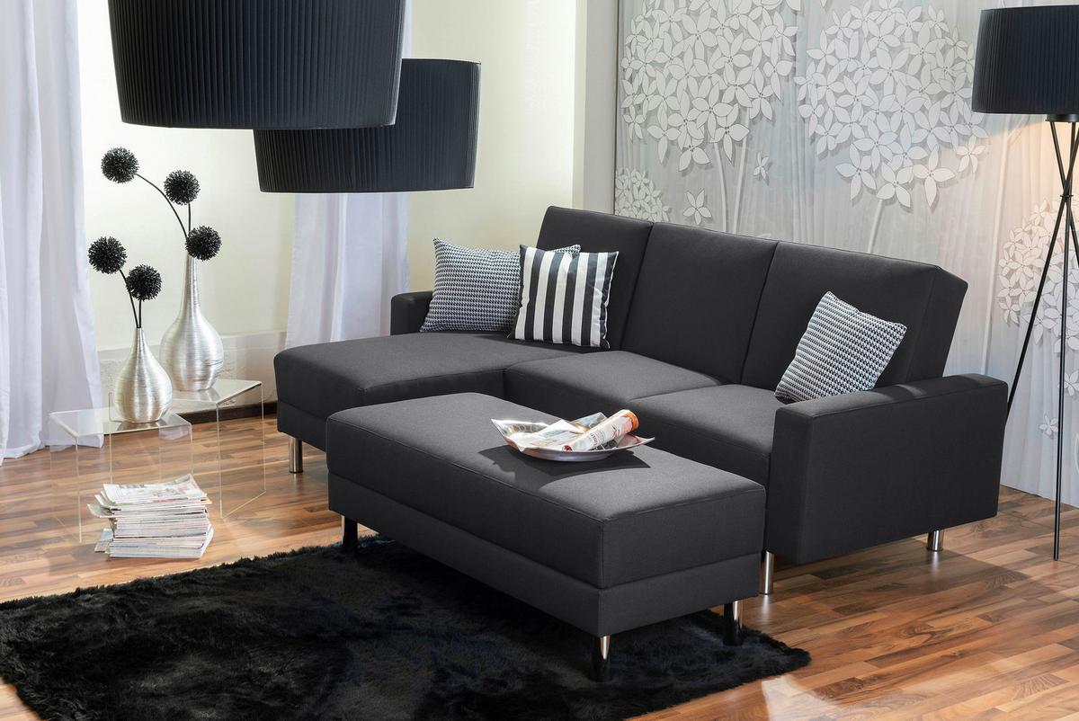 Ecksofa mit Schlaffunktion Just Fashion Graphitfarben - Chromfarben/Graphitfarben, KONVENTIONELL, Textil (152/230cm) - Max Winzer