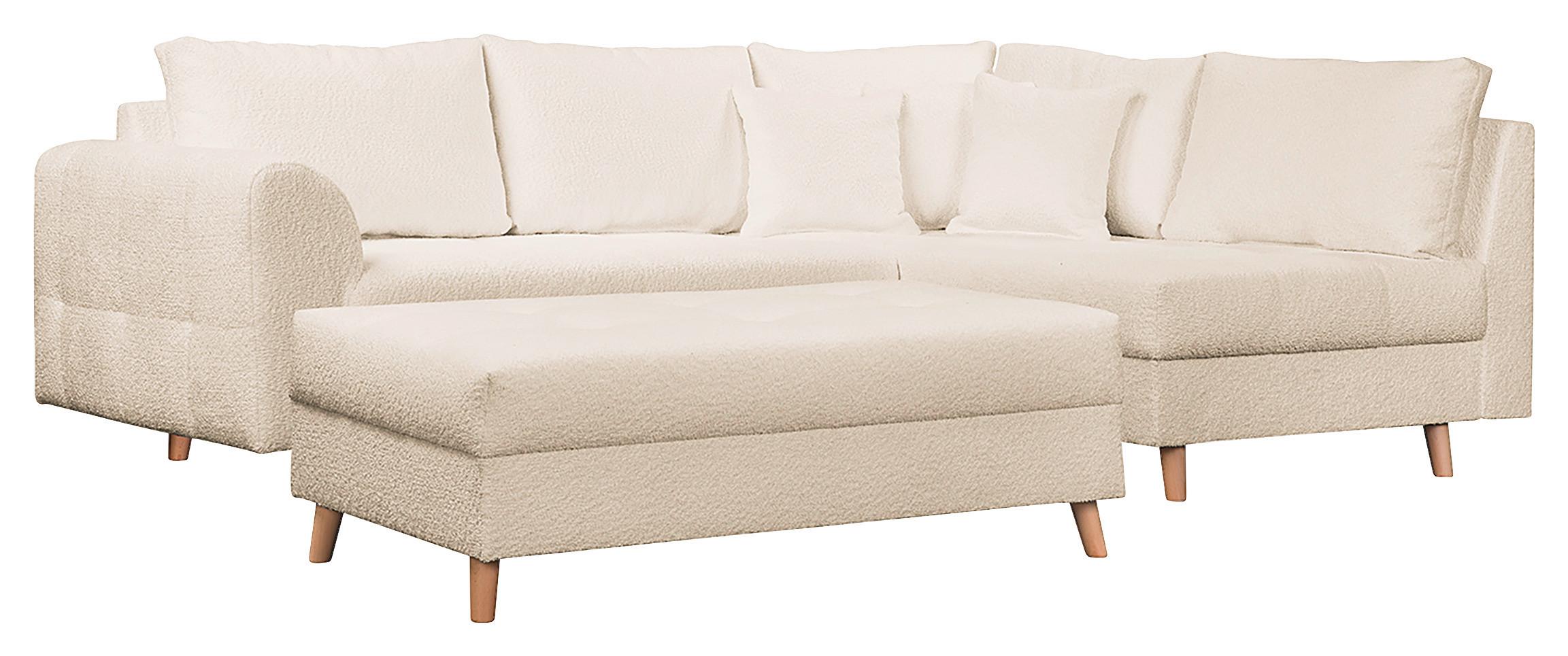 Ecksofa Ariella Weiß S: 231x161 cm - Naturfarben/Weiß, Design, Textil (231/161cm) - Livetastic