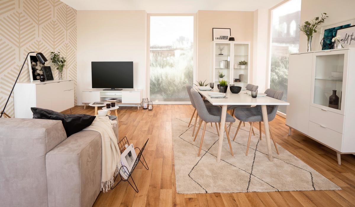 TV-Element Göteborg 160 cm Weiß/Sonoma Eiche Dekor - Eichefarben/Weiß, KONVENTIONELL, Holzwerkstoff (160/50/40cm) - MID.YOU