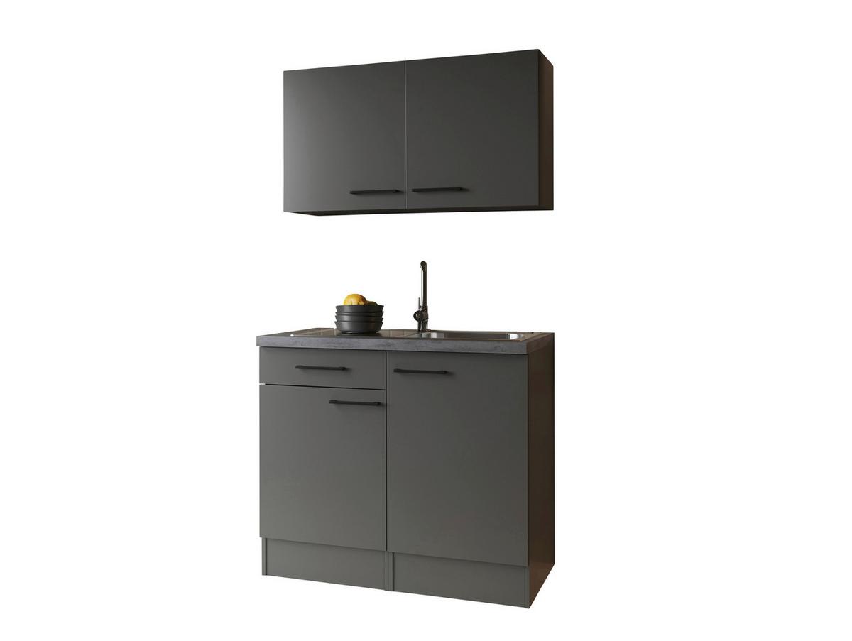 MINIKÜCHE Oliver, Grau B: 100 cm - Grau, Trend, Holzwerkstoff (100cm) - Respekta