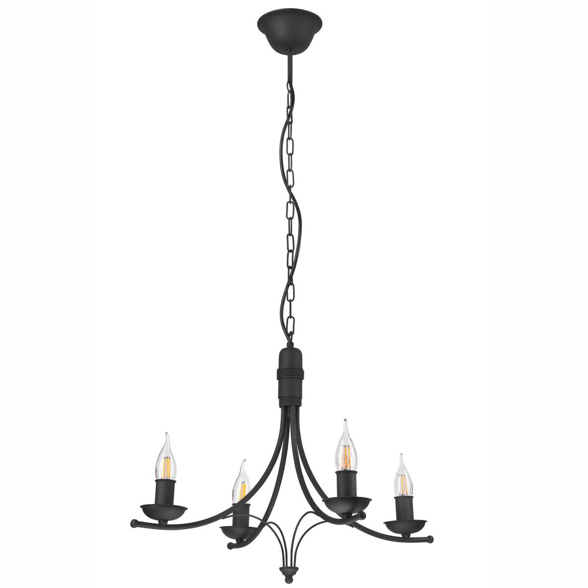 Kronleuchter Lucy Schwarz Hochglanz B: 58cm - Schwarz Hochglanz, KONVENTIONELL, Metall (100/58/100cm)