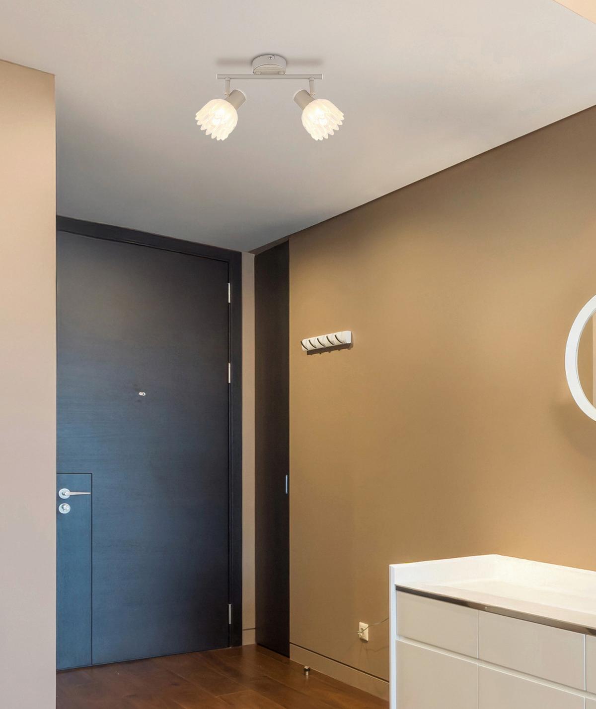 Strahler Exkl. 2xe14, 40w - Sandfarben, KONVENTIONELL, Glas/Metall (25/9/15,5cm) - Globo