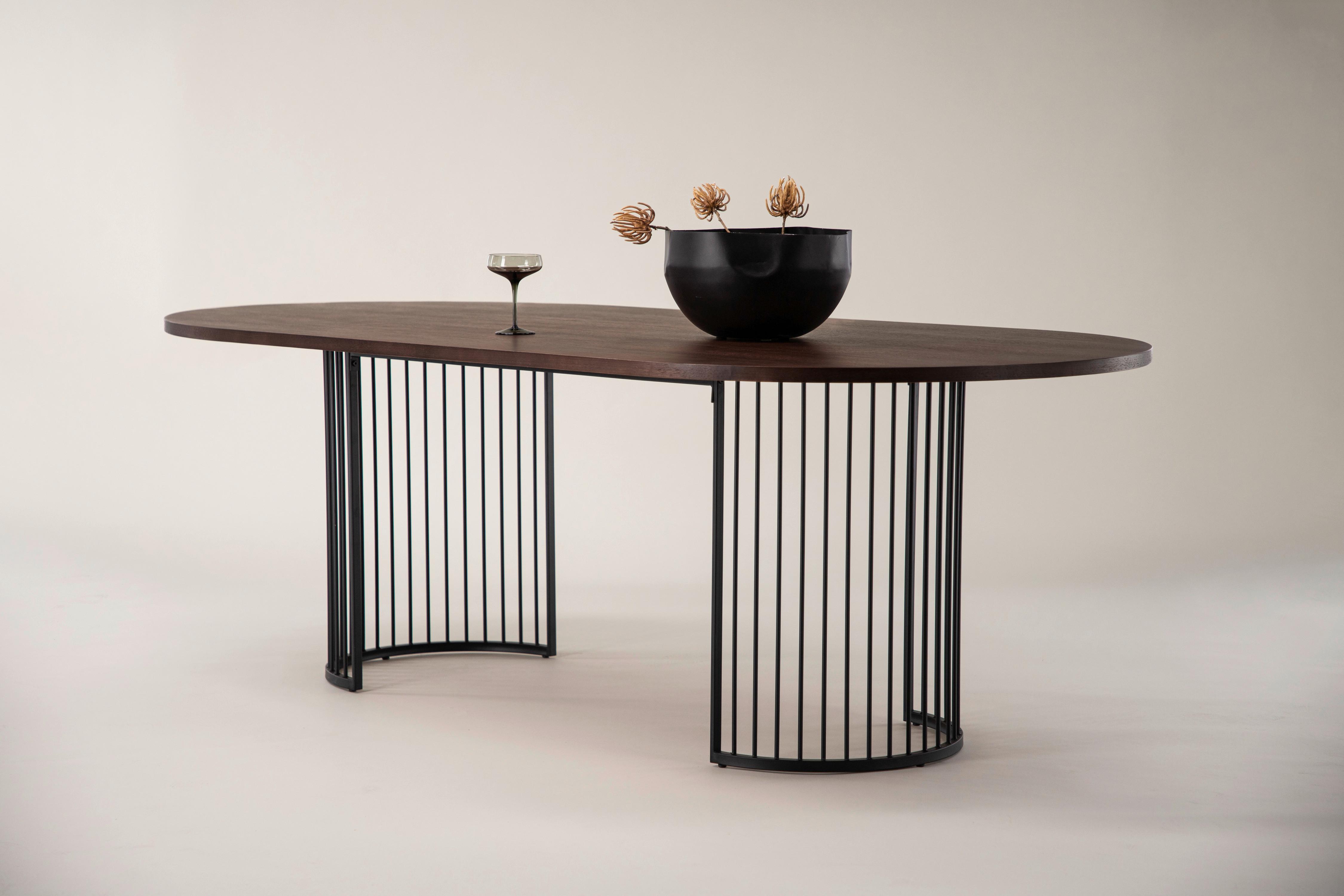 Esstisch Hamneksär - Dunkelbraun/Schwarz, Design, Holzwerkstoff/Metall (220/110/75cm) - Livetastic