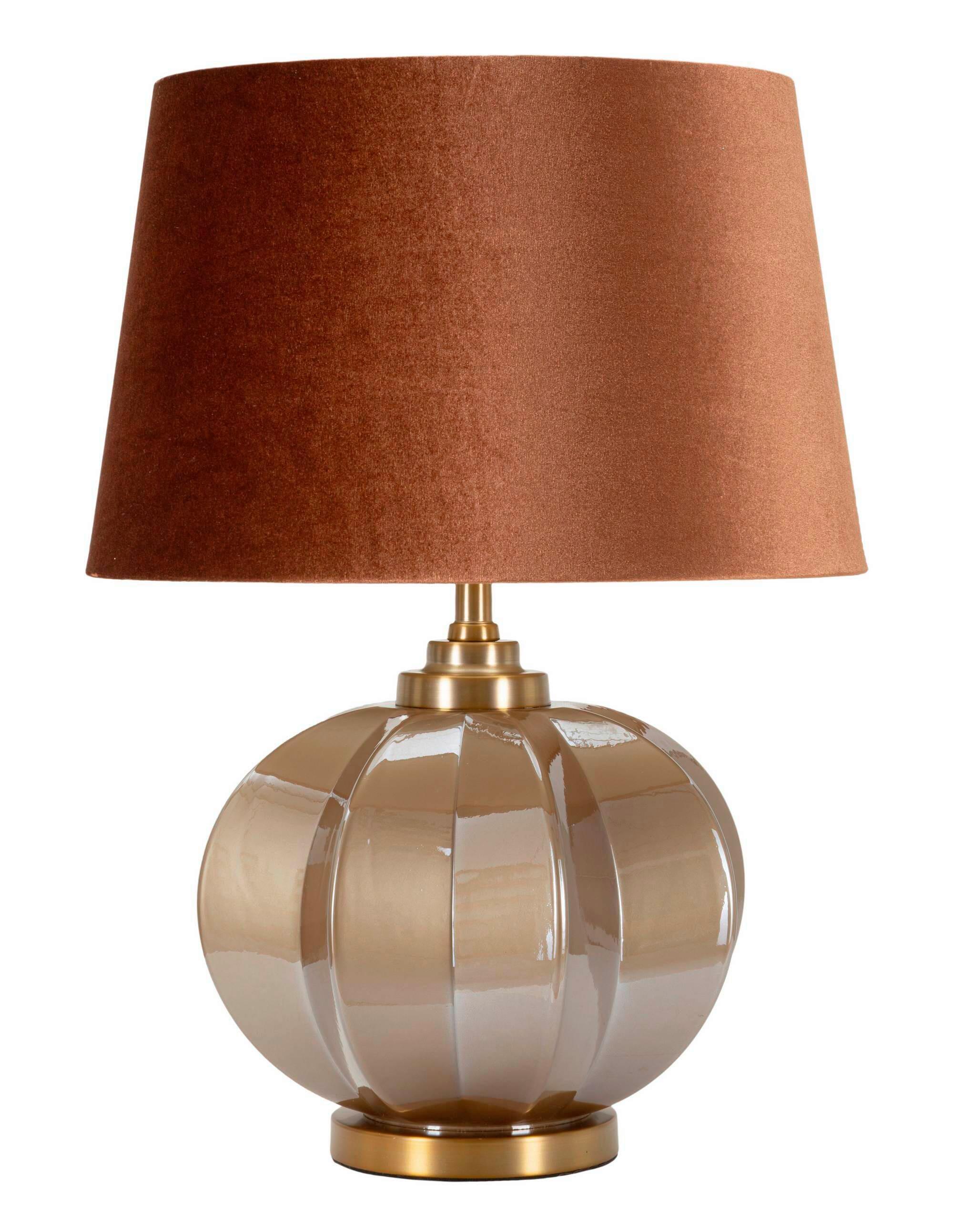 Tischleuchte Prague H Braun, Goldfarben B: 40,5cm - Goldfarben/Braun, Basics, Glas/Textil (40.5/57/40.5cm)
