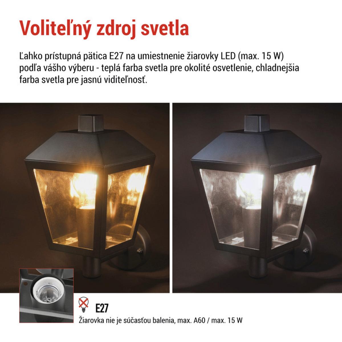 VONKAJŠIE LED SVIETIDLO ADENIA - čierna, Modern, kov/plast