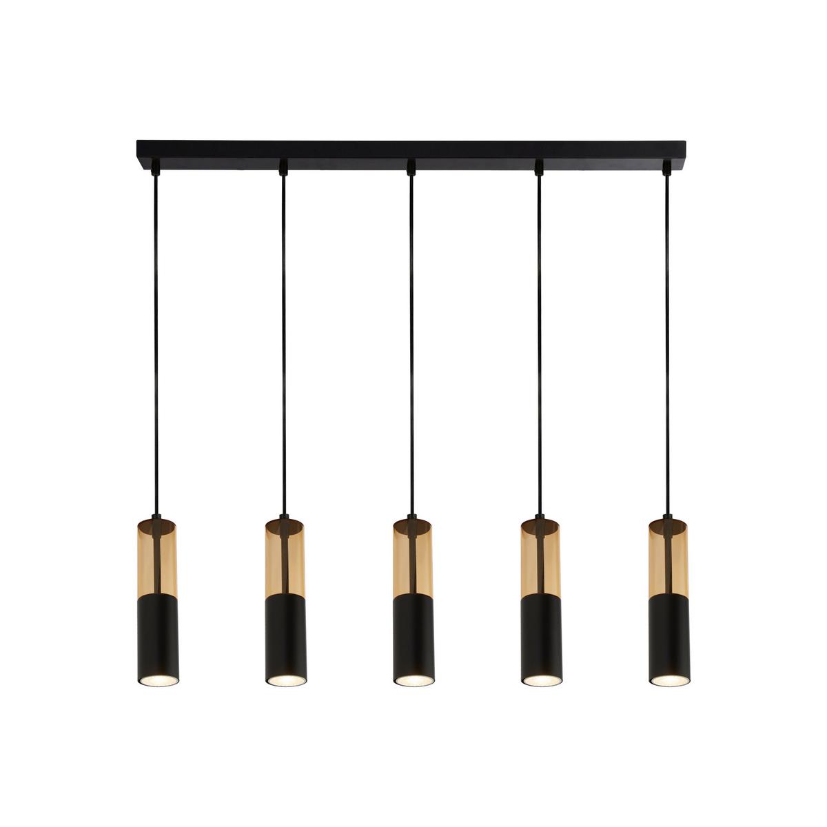 Hängeleuchte 82121-5bk - Bernsteinfarben/Schwarz, Design, Kunststoff/Metall (94/5,5/120cm)