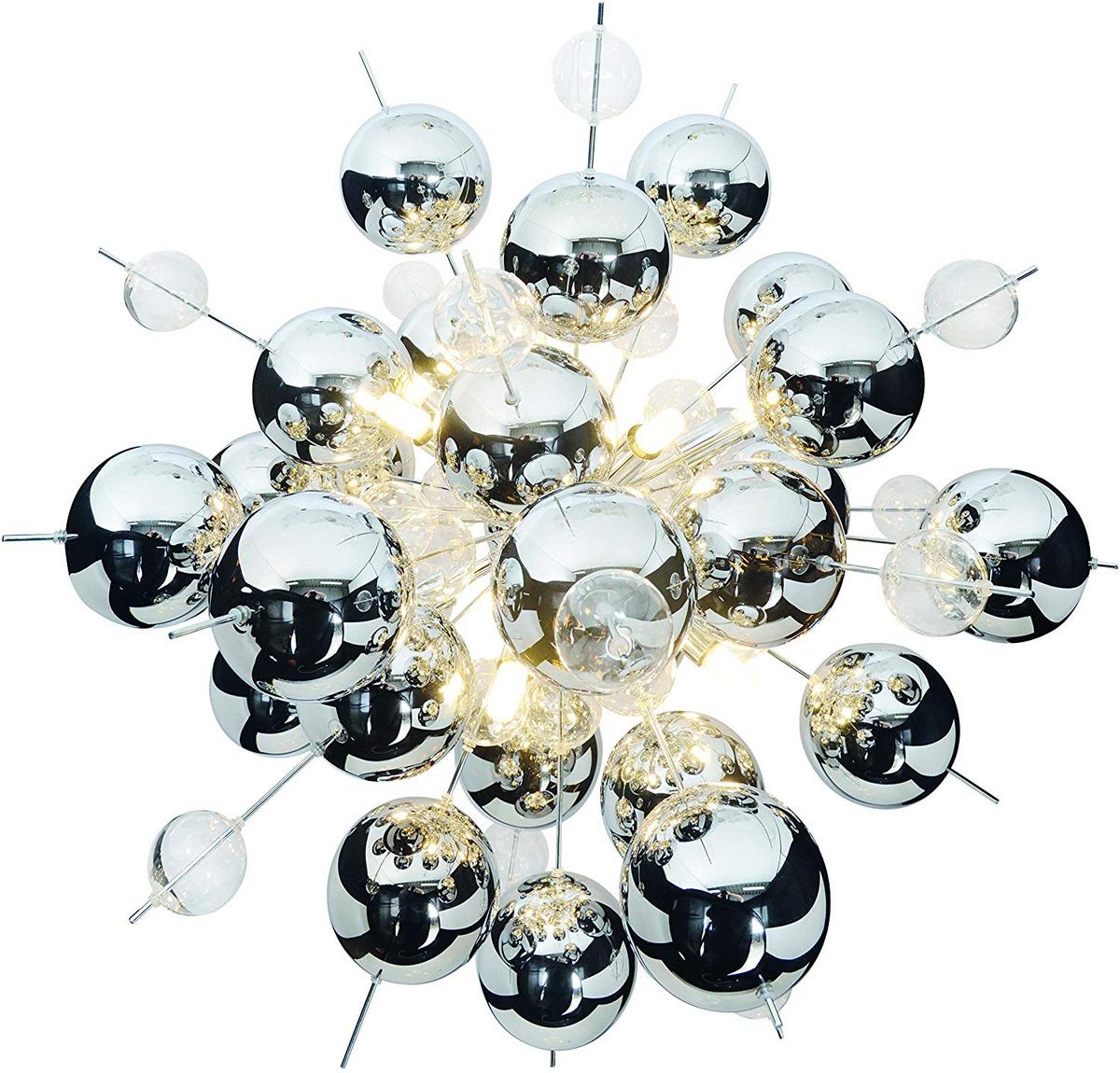 Hängeleuchten Explosion H: 150 cm 10-Flammig - Chromfarben/Klar, Design, Glas/Metall (65/150cm) - Näve