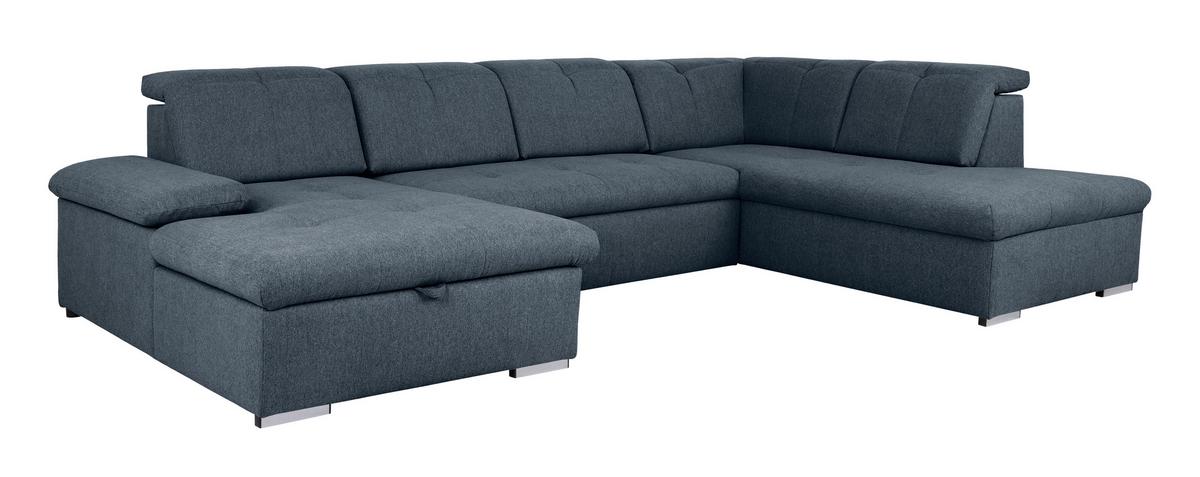 Wohnlandschaft Dunkelblau U: 173x328x215 cm - Dunkelblau/Grau, Design, Textil (173/328/215cm) - MID.YOU