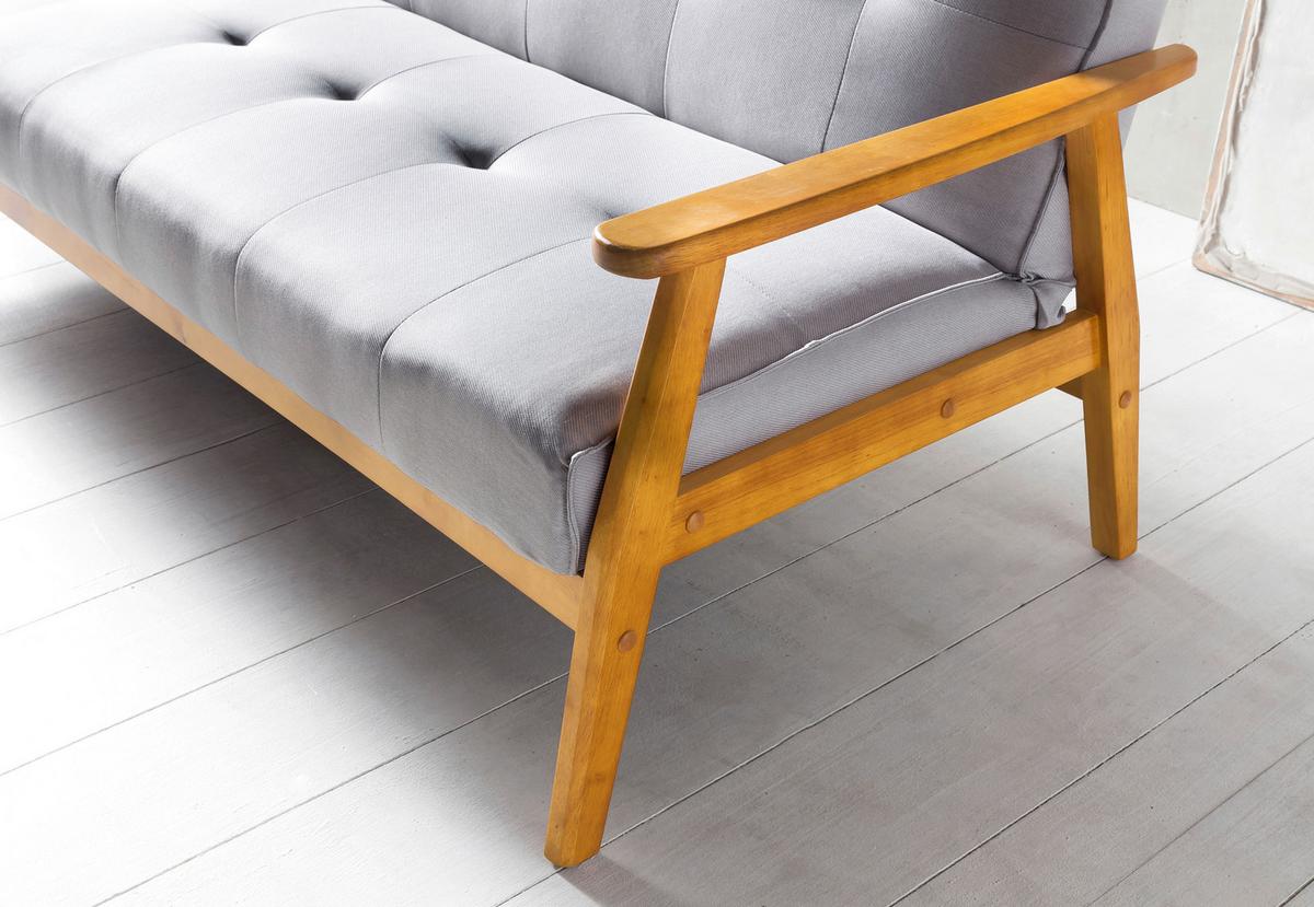 Schlafsofa Naturfarben/hellgrau B: 190 Cm - Hellgrau/Naturfarben, MODERN, Holz/Textil (190/81/85cm) - Livetastic