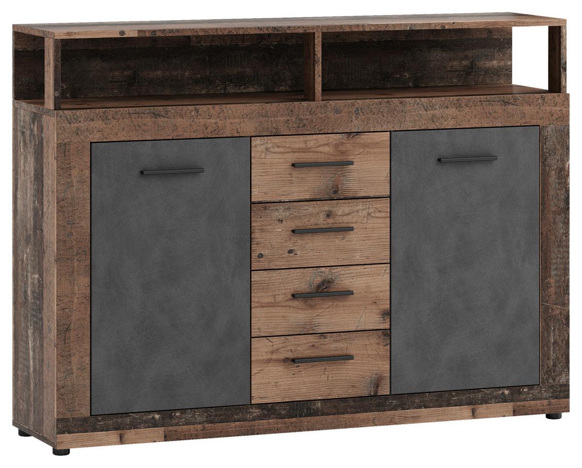 Kommode Lupo Eiche Dekor Anthrazit B: 119 Cm - Alteiche/Anthrazit, Design, Holzwerkstoff (119/96/32cm) - MID.YOU