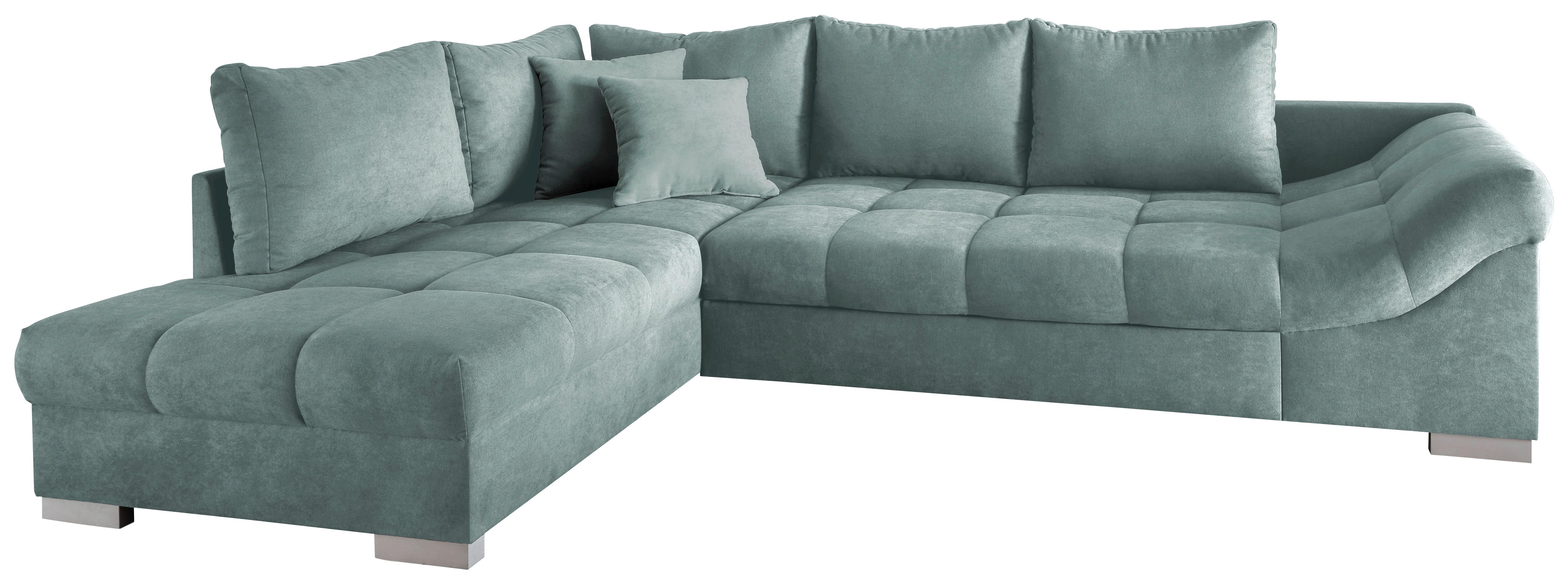 Eckschlafsofa Alvito Mintgrün S: 202/298 cm - Silberfarben/Mintgrün, Design, Textil (202/298cm) - MID.YOU