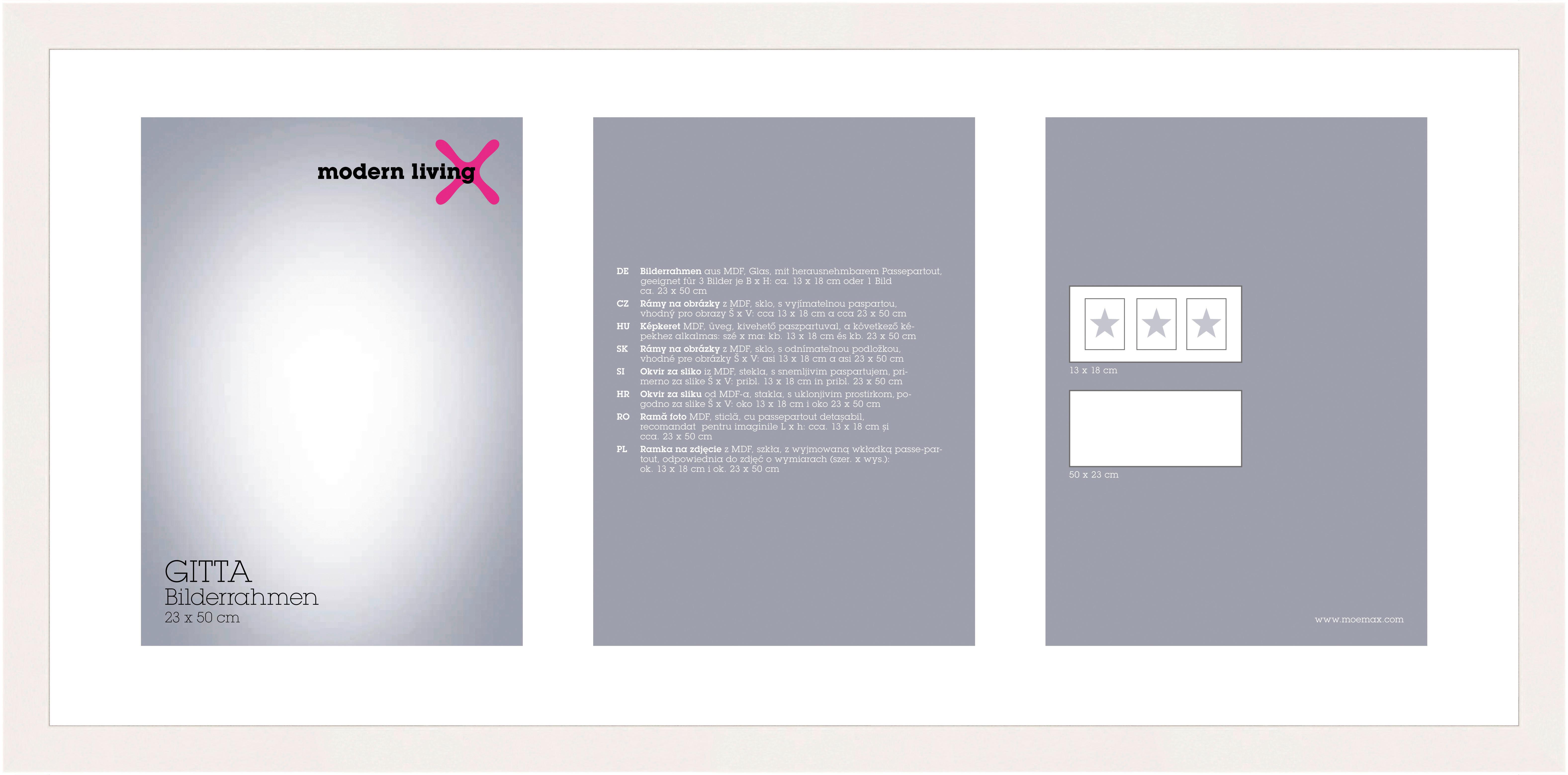 Rám na obrazy GITTA DUPLO - biela, Basics, drevo (25,2/52,2/3,6cm) - Mömax