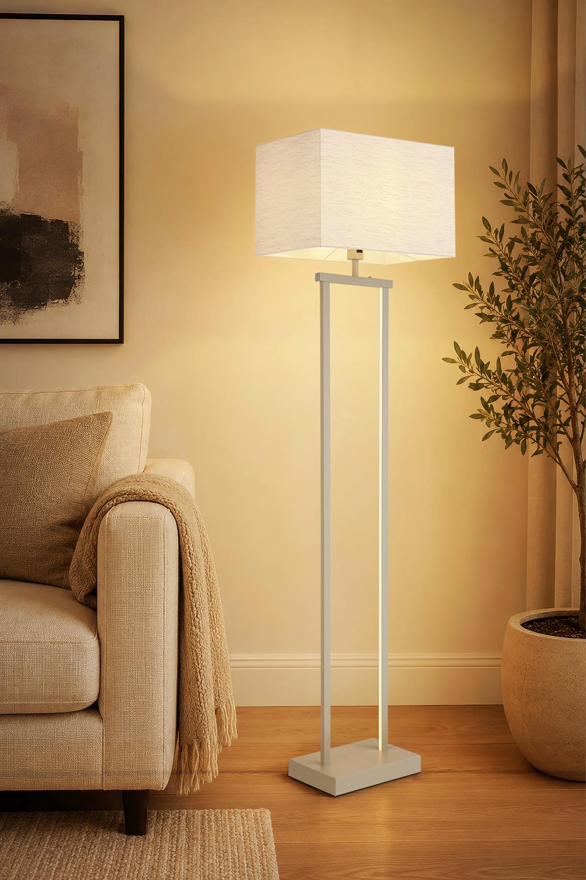 LED-STEHLEUCHTE Naturfarben, ca. 40x27x153 cm - Sandfarben/Naturfarben, Design, Textil/Metall (40/27/153cm) - Globo