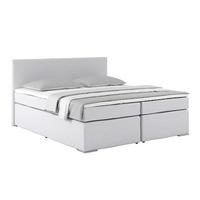 Postel boxspring Nero, 180x200 cm, bílo-šedá - barvy chromu/šampaňská, Konvenční, kov/textil (180/200cm)