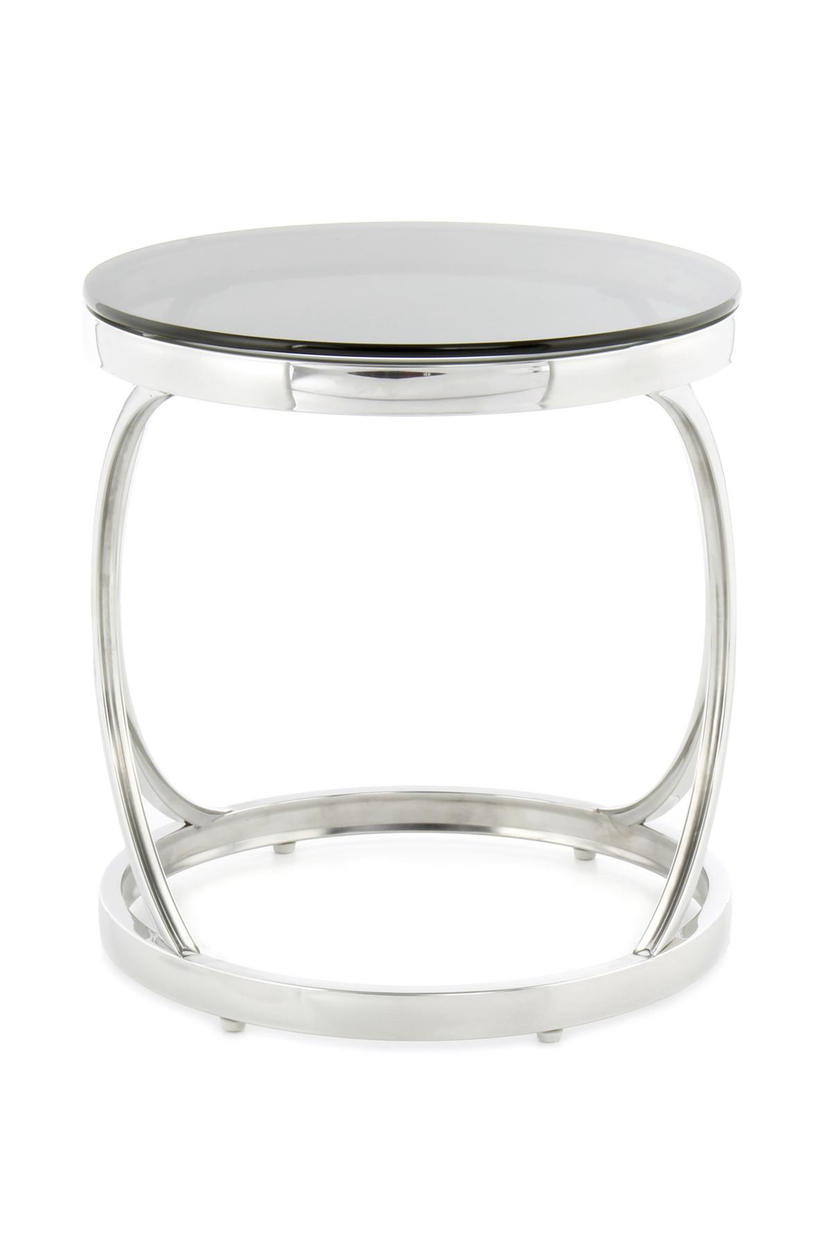 Beistellitsch mit Glasplatte Weyda, Silber/Schwarz - Silberfarben/Schwarz, Basics, Glas/Metall (40/40/42cm) - Kayoom