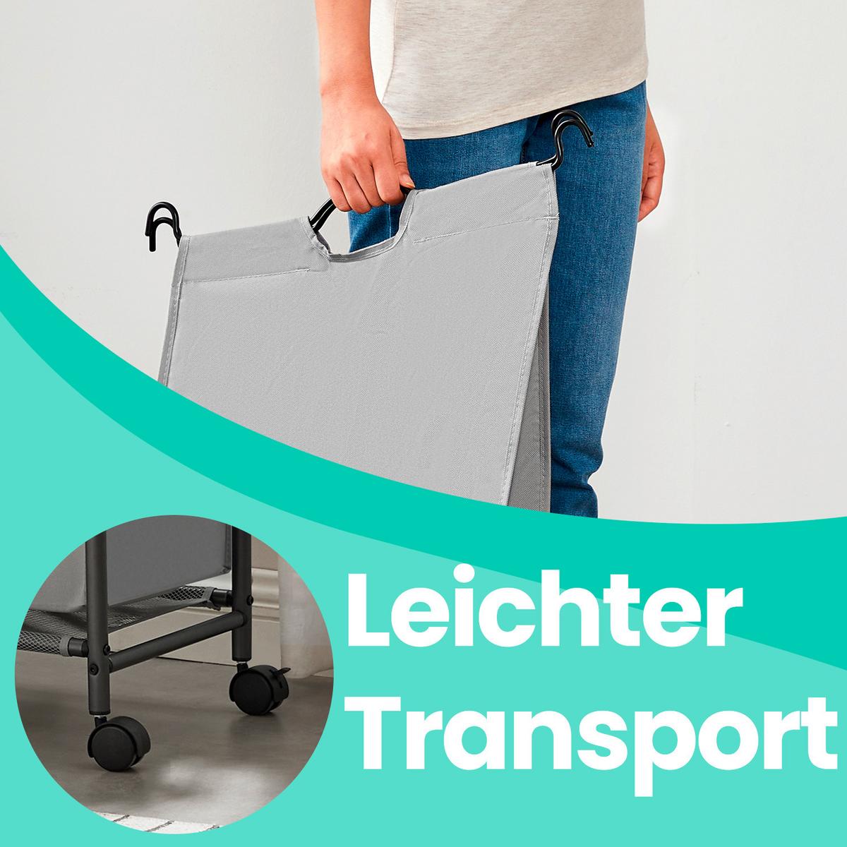 Wäschesammler Grau B: 87,5 cm - Eschefarben/Grau, Basics, Textil/Metall (87,5/81/38,5cm)