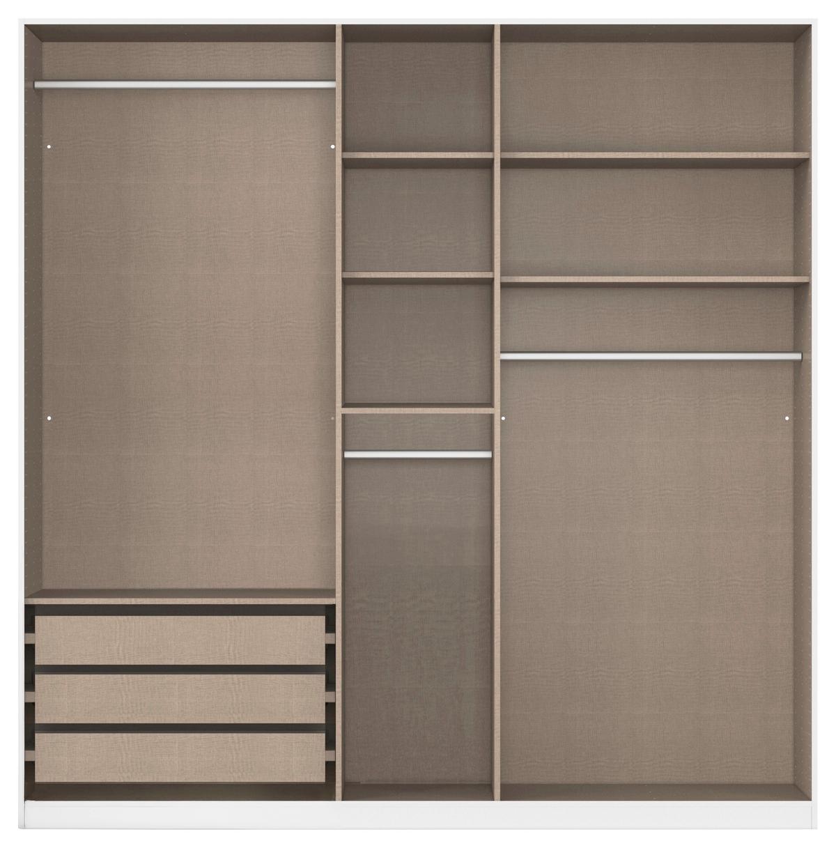 Kleiderschrank Safari mit Spiegel B: 226 cm - Champagner/Silberfarben, KONVENTIONELL, Holzwerkstoff (226/210/54cm)