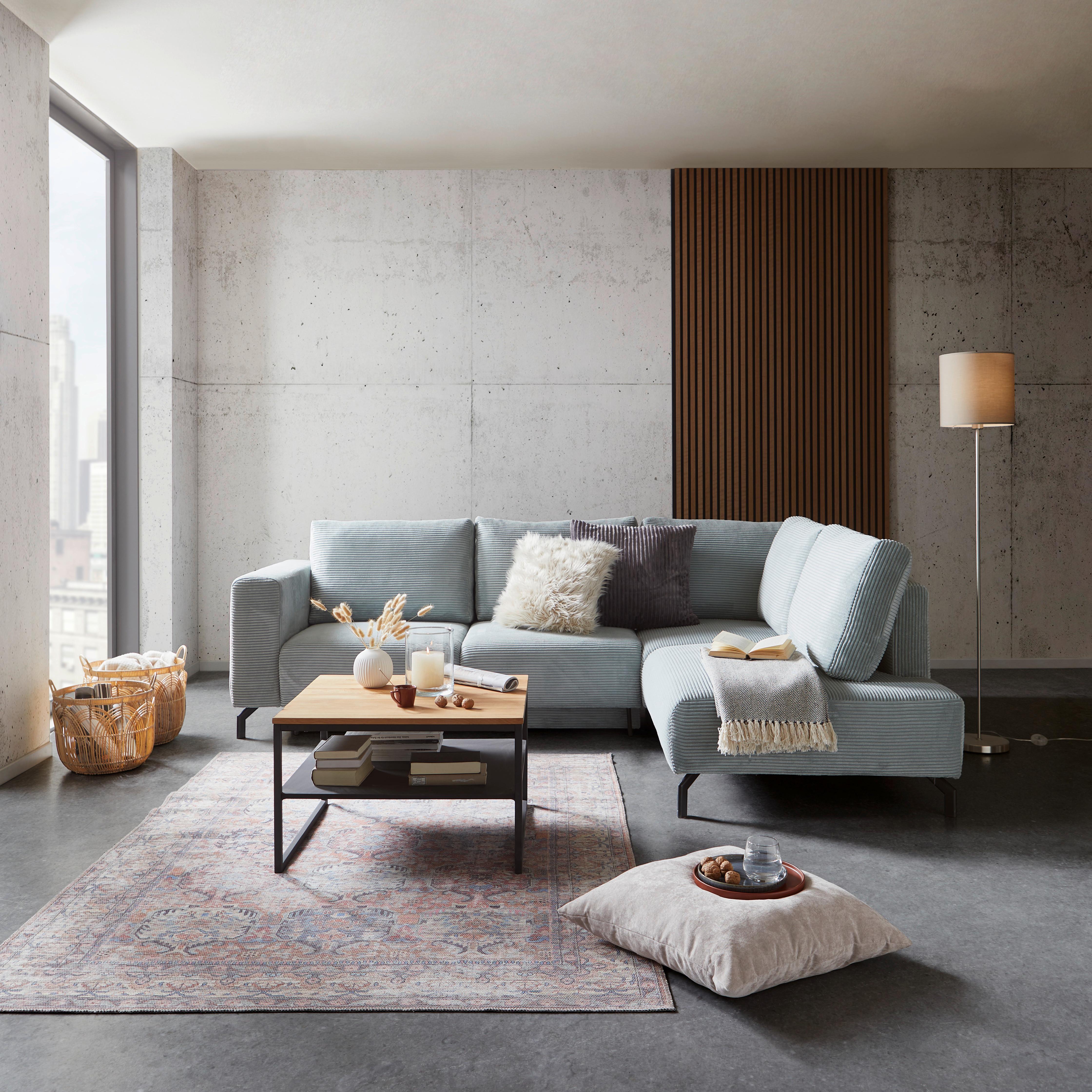 Ecksofa mit Schlaffunktion und Bettkasten Veni, Mintgrün - Schwarz/Mintgrün, MODERN, Textil (272/210cm) - Ondega