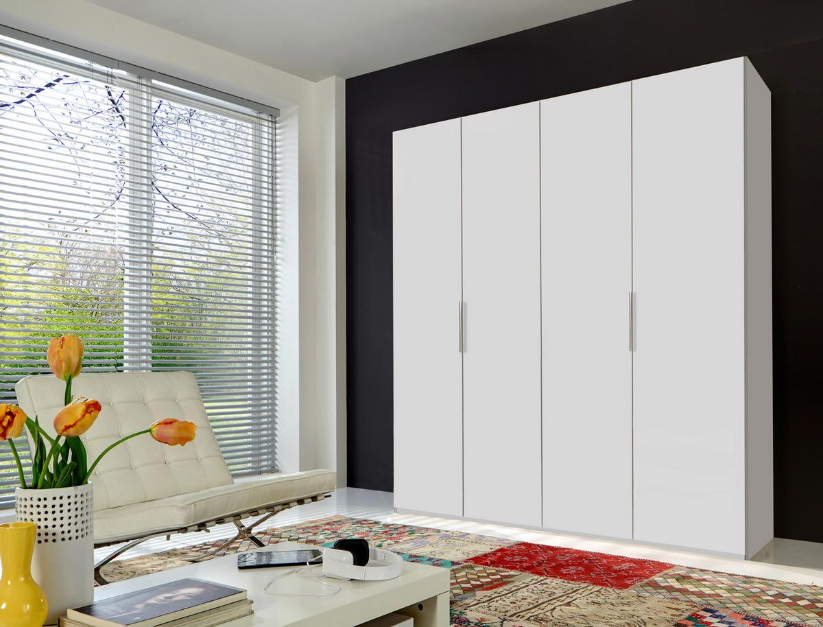 Drehtürenschrank B: 200 Cm Level, Weiß - Weiß, MODERN, Holzwerkstoff (200/216/58cm) - MID.YOU