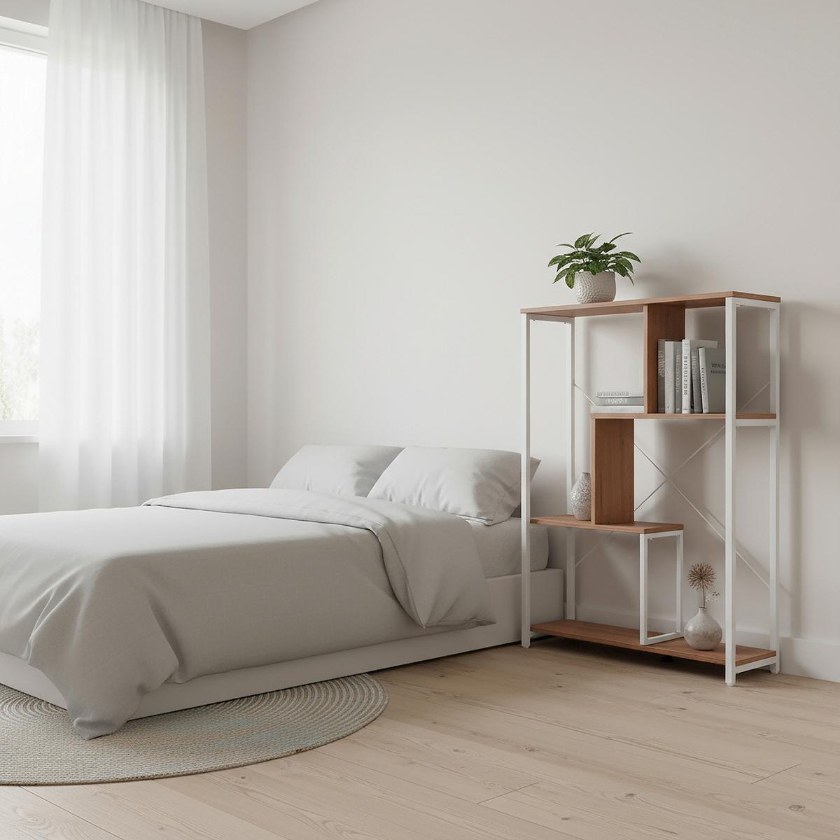 REGAL Kalag Weiß/Eichefarben B: 80cm - Eichefarben/Weiß, MODERN, Holz/Metall (80/110/24cm) - MID.YOU