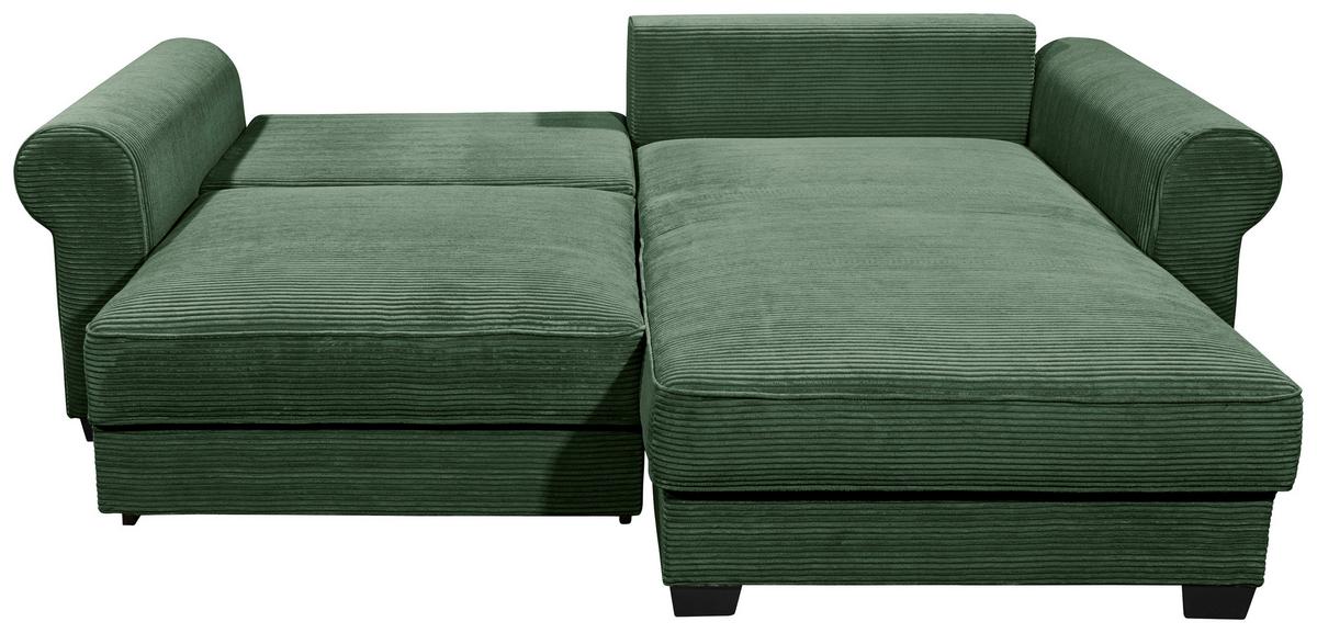 Ecksofa mit Bettkasten Maureen Dunkelgrün - Dunkelgrün/Schwarz, KONVENTIONELL, Textil (255/185cm) - MID.YOU