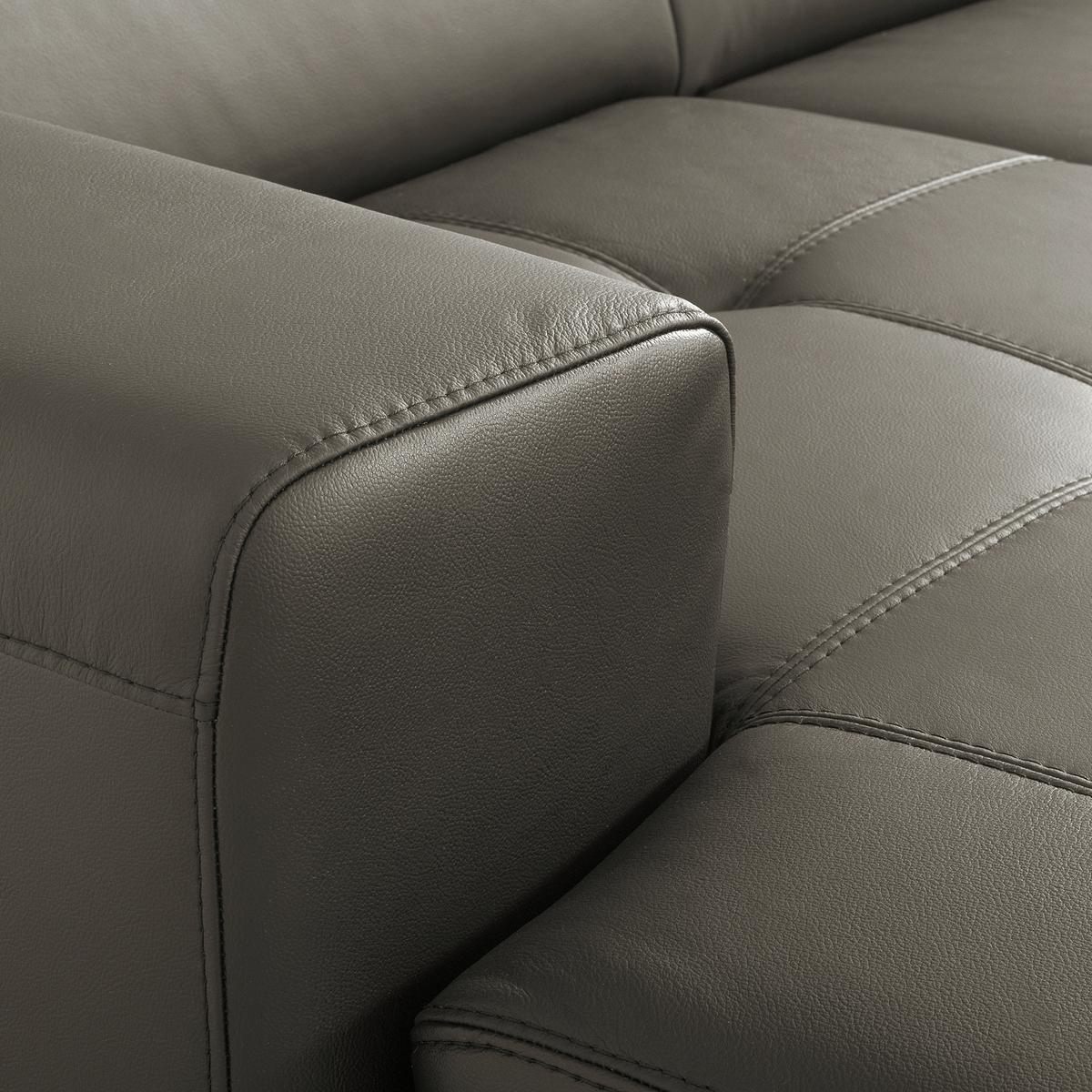 Ecksofa Torino Teilleder Schlammfarben 173x247 - Schlammfarben/Schwarz, Design, Leder/Textil (173/247cm) - Livetastic