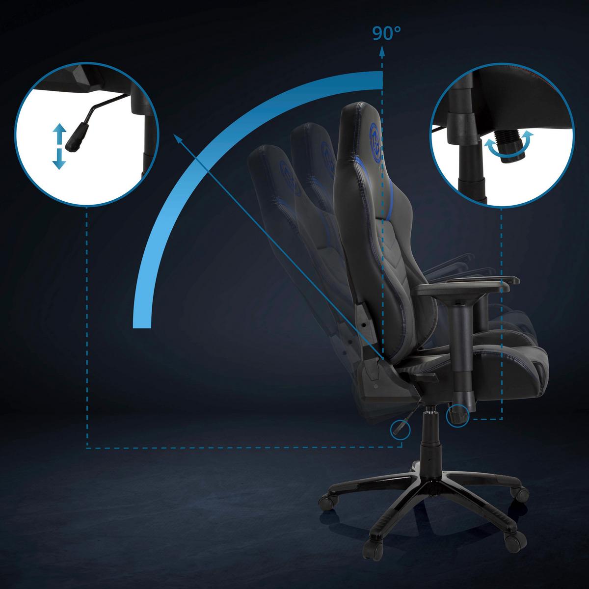 Gamingstuhl Gamebreaker Polarys I Blau/grau/schwarz - Blau/Schwarz, MODERN, Kunststoff/Textil (74/133/62cm) - MID.YOU