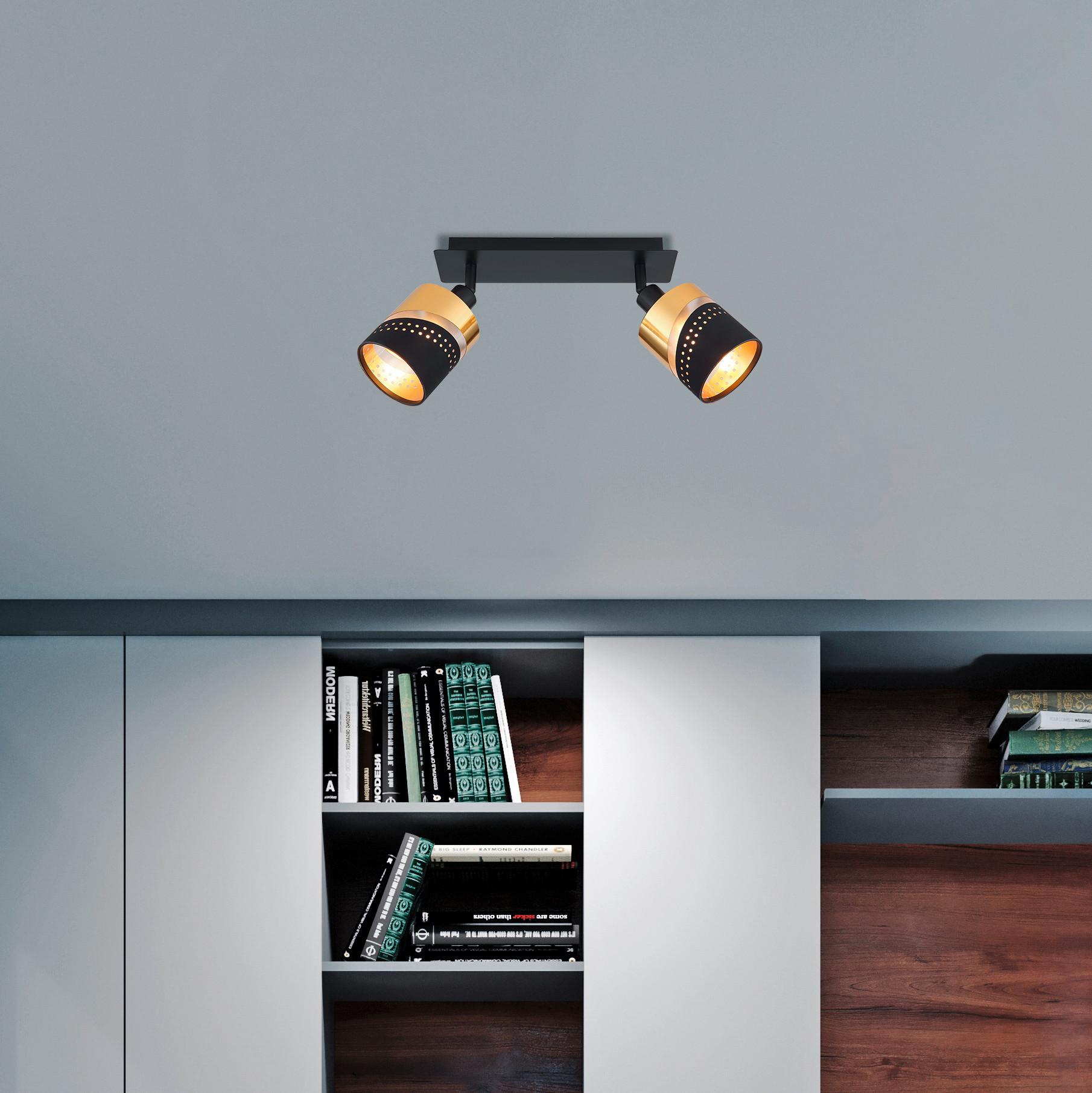 Strahler 54046-2 - Goldfarben/Schwarz, Basics, Kunststoff/Textil (25/9/20,5cm) - Globo