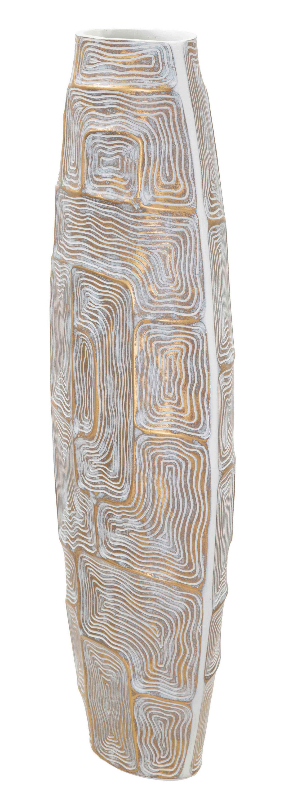 Vase Eclips Tower Weiß, Goldfarben B: 24,5 cm - Goldfarben/Weiß, Basics, Kunststoff (24.5/59.5/11.5cm)