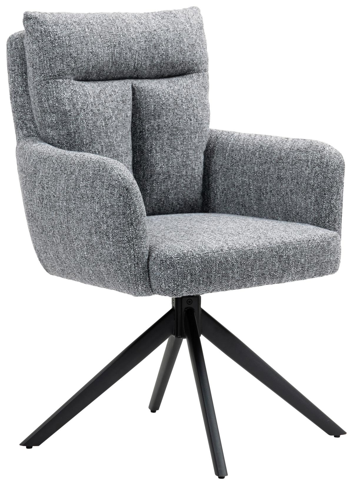 Armlehnstuhl Ella Ella - Schwarz/Grau, KONVENTIONELL, Textil/Metall (60/95/67cm) - MID.YOU