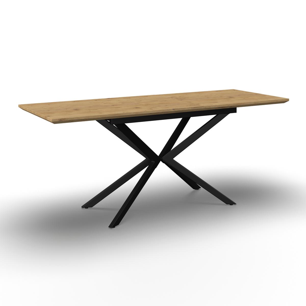 Výsuvný stůl AKI 140-180 - černá/barvy dubu, Moderní, kov/kompozitní dřevo (140-180/76/80cm) - Bessagi Home