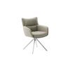 Armlehnstuhl Limone 2 Leder Creme 360° Drehbar - Edelstahlfarben/Creme, KONVENTIONELL, Leder/Metall (61/88/63cm)