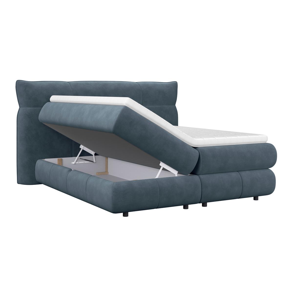 Boxspringbett Carmelo Blaugrün 180x200 cm - Schwarz/Grün, Trend, Textil (180/200cm)