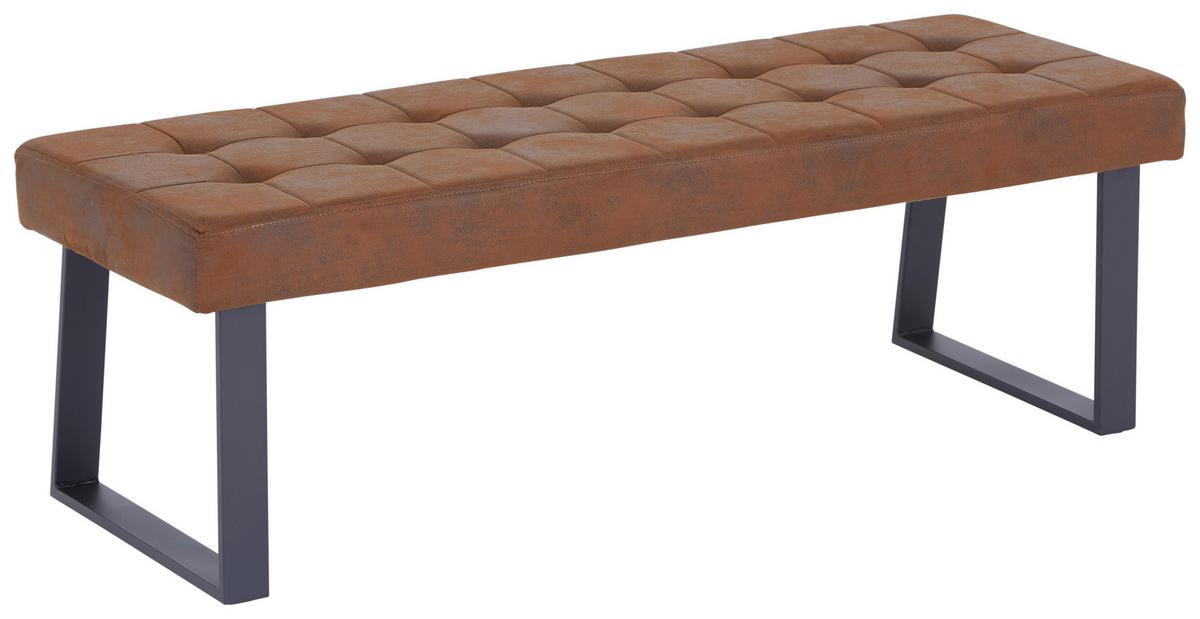 Sitzbank Brekke - Schwarz/Braun, MODERN, Textil/Metall (140/49/48cm) - MID.YOU